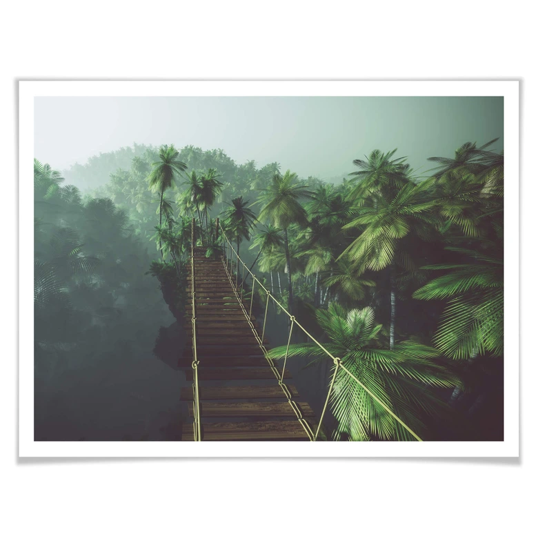 Póster - Puente colgante en la selva 