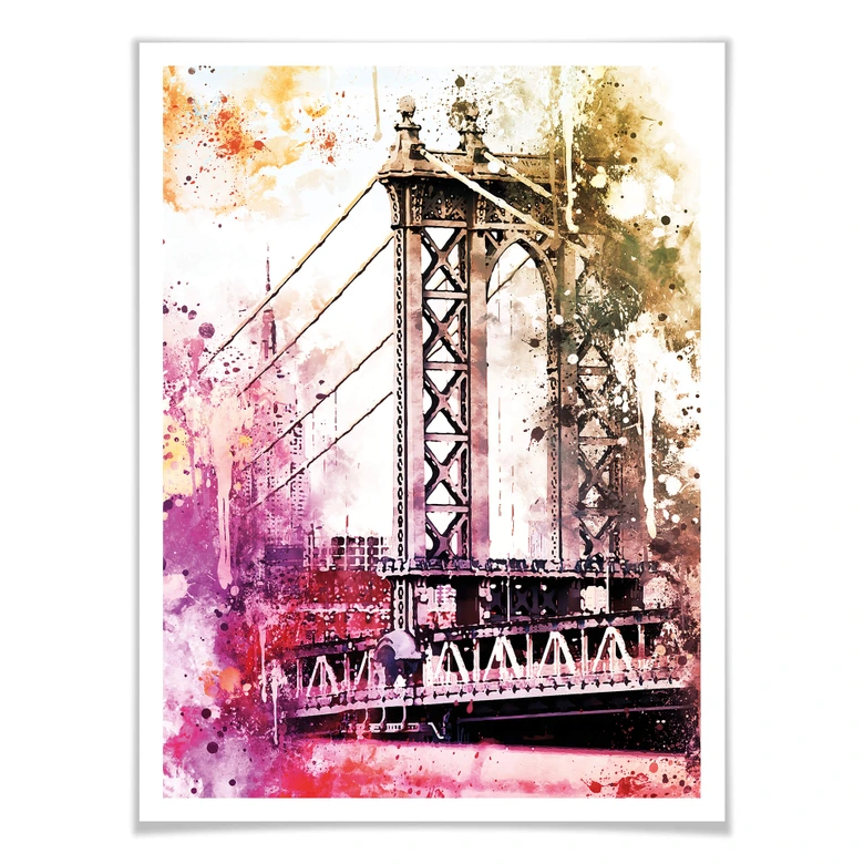 Poster Hugonnard - Watercolour: New York Bridge 