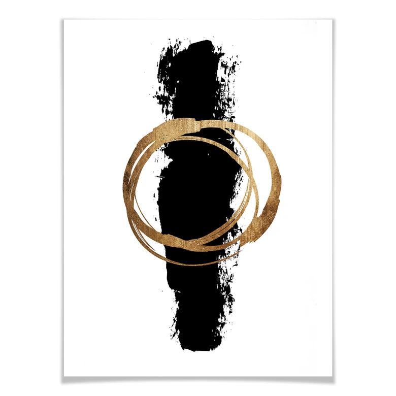 Poster Kubistika - Noir et doré 