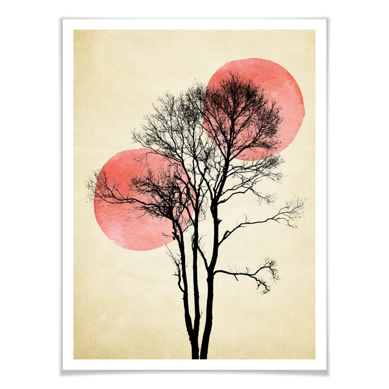 Poster Kubistika - Sun and Moon Behind the Tree 