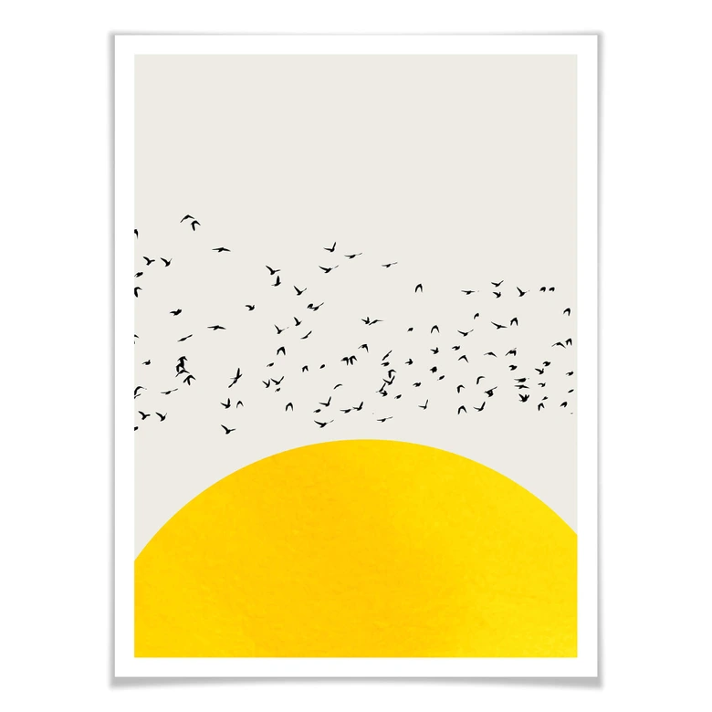 Poster Kubistika - Tusentals fåglar 
