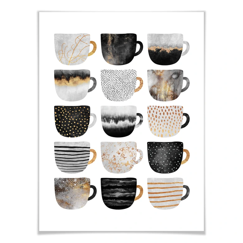 Poster Fredriksson - Kaffeetassen: Pretty Black & Gold 