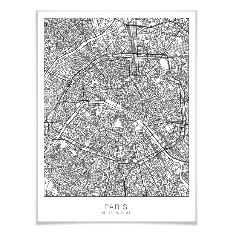Plakat mapa miasta Paryż 