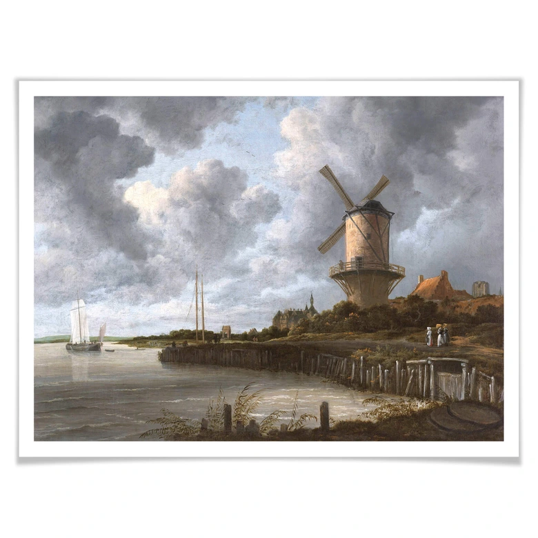 Poster van Ruisdael - Die Windmühle von Wijk bei Duurstede 
