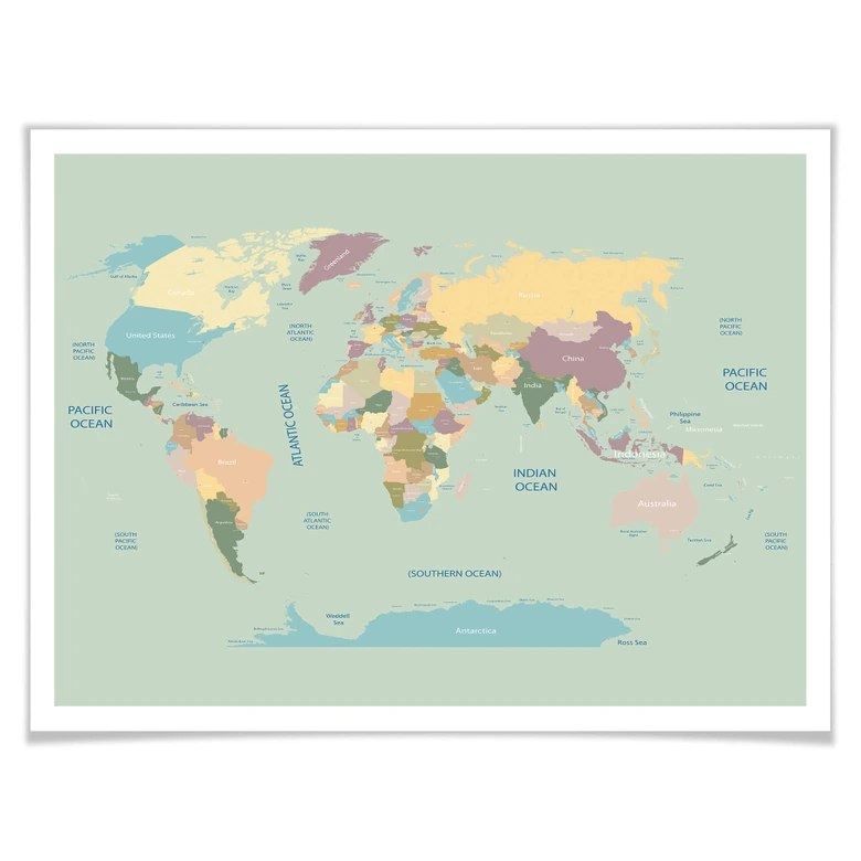 Poster Wereldkaart Vintage 
