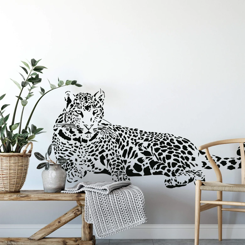 Wandtattoo Leopard liegend 