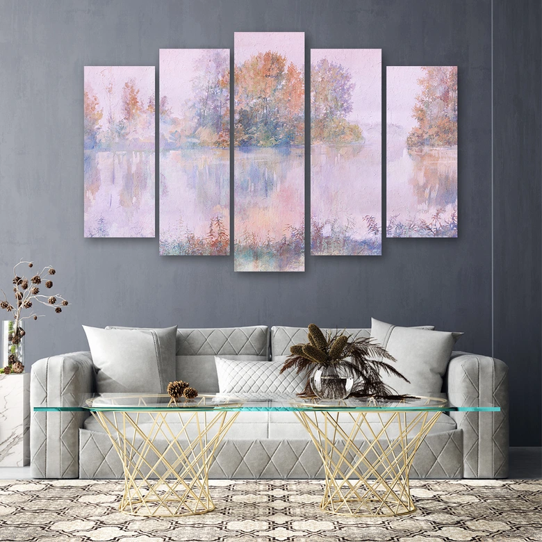 Leinwandbild 5 teilig, Seeblick 