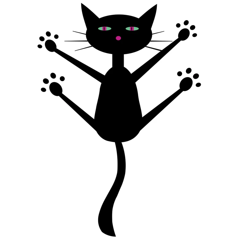 Sticker mural - Chat noir suspendu 