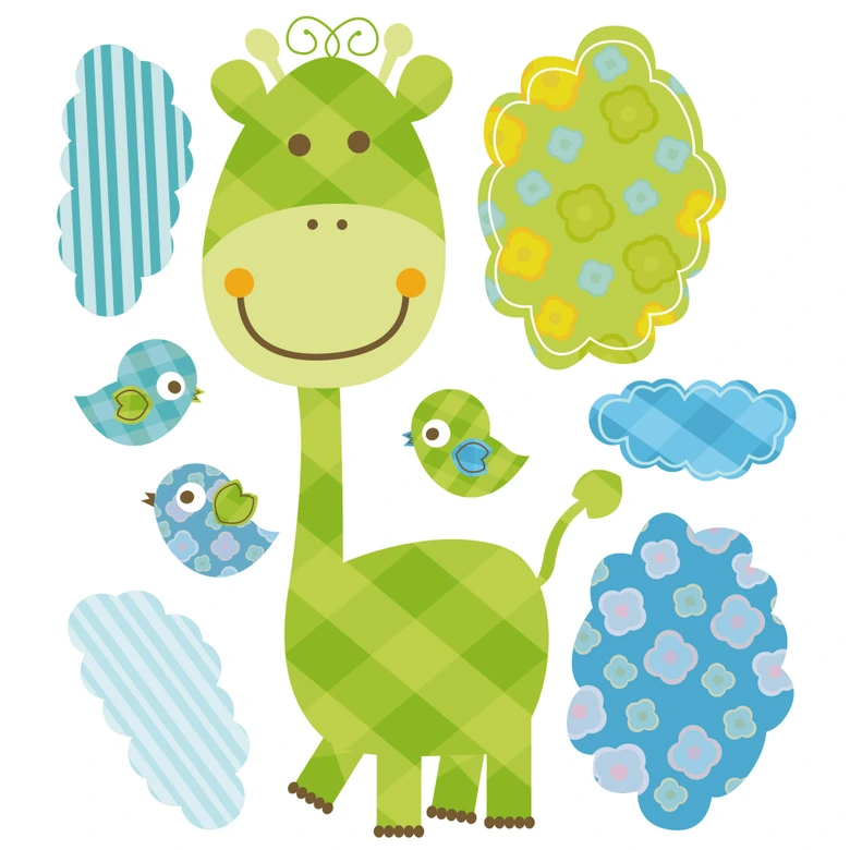 Sticker mural - Set d'aimaux rigolos 