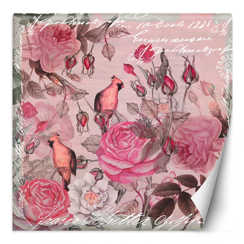 Fototapete, Tropen Blumen und Tiere in rosa - Andrea Haase 