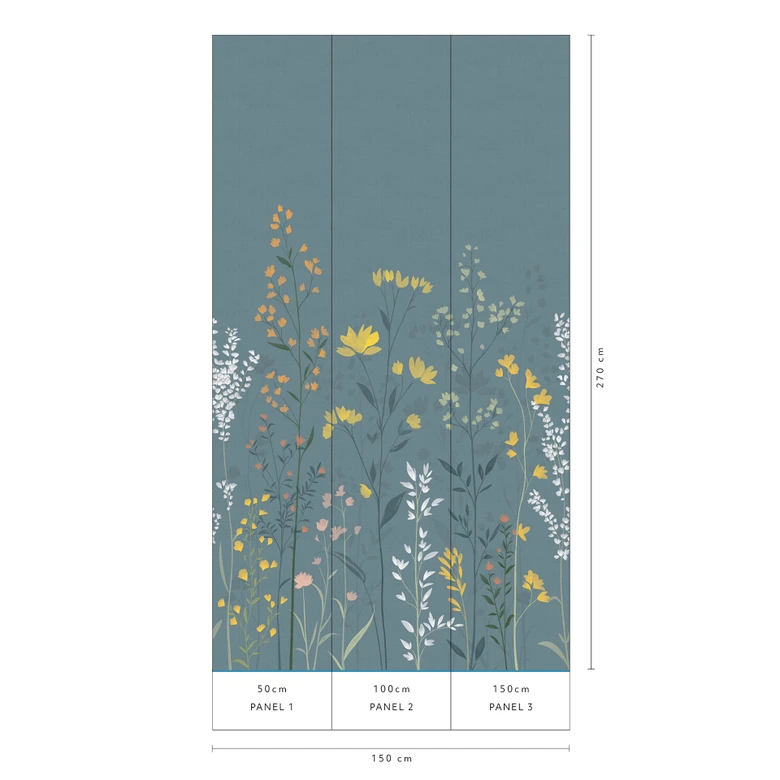 Papier peint photo, papier peint paysage La Terrasse bleu, vert 2,7 x 1,5 m 