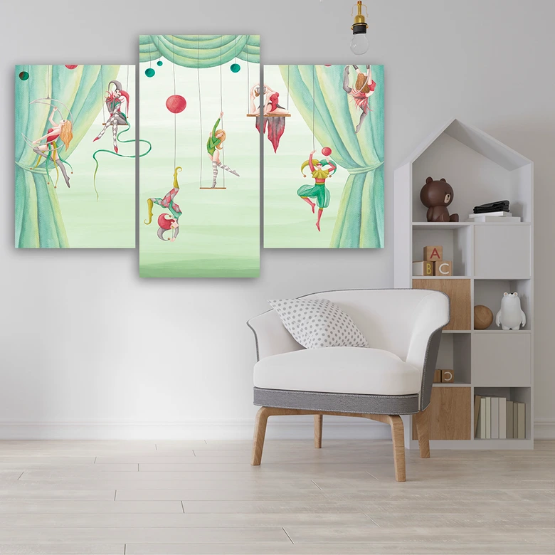 Leinwandbild 3 teilig, Zirkusakrobat 