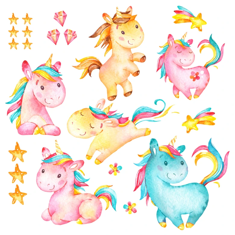 Muurstickerset Eenhoorns 