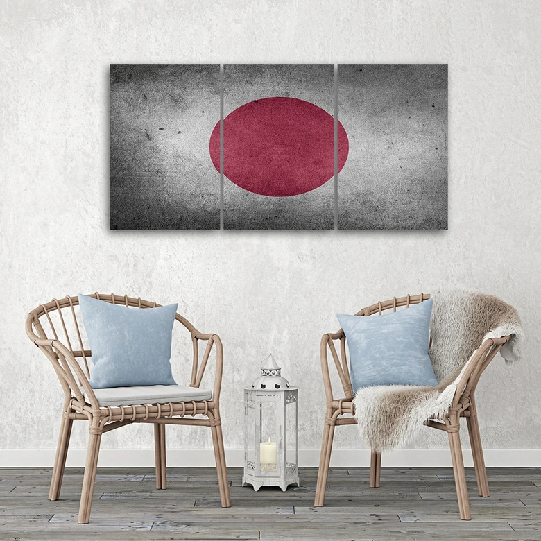 Leinwandbild 3-teilig, Flagge von Japan 