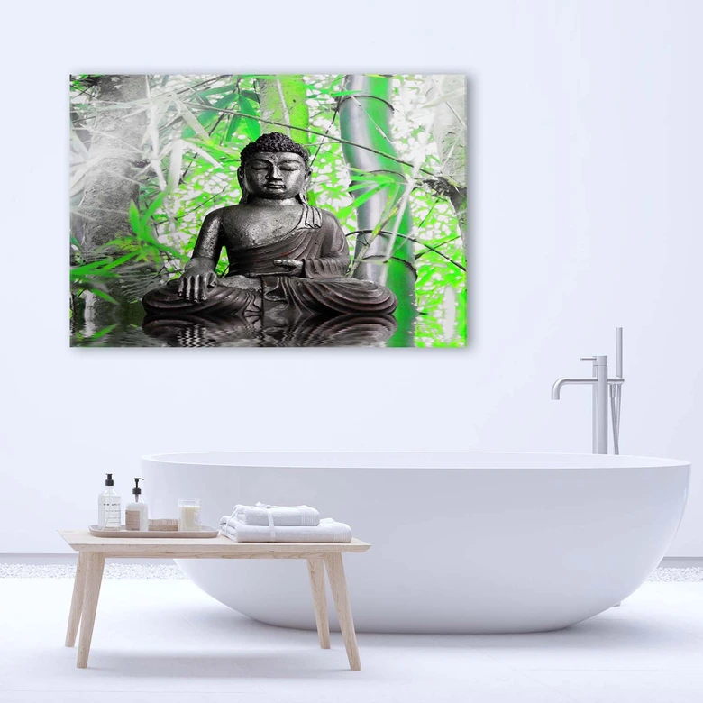 Canvasbillede, Buddha og blade 