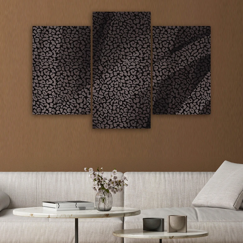 3-delige canvasprint, patroon met luipaardbontpatches 