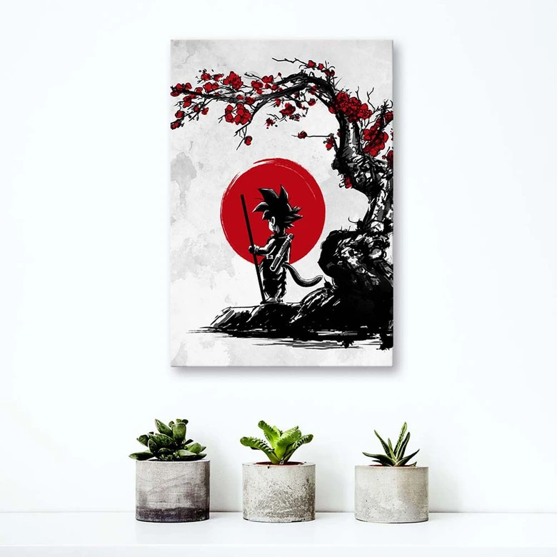 Canvasbillede, Goku og den røde måne 