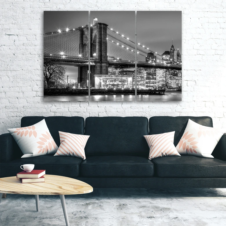 Leinwandbild 3-teilig, Manhattan Brooklyn Bridge New York 