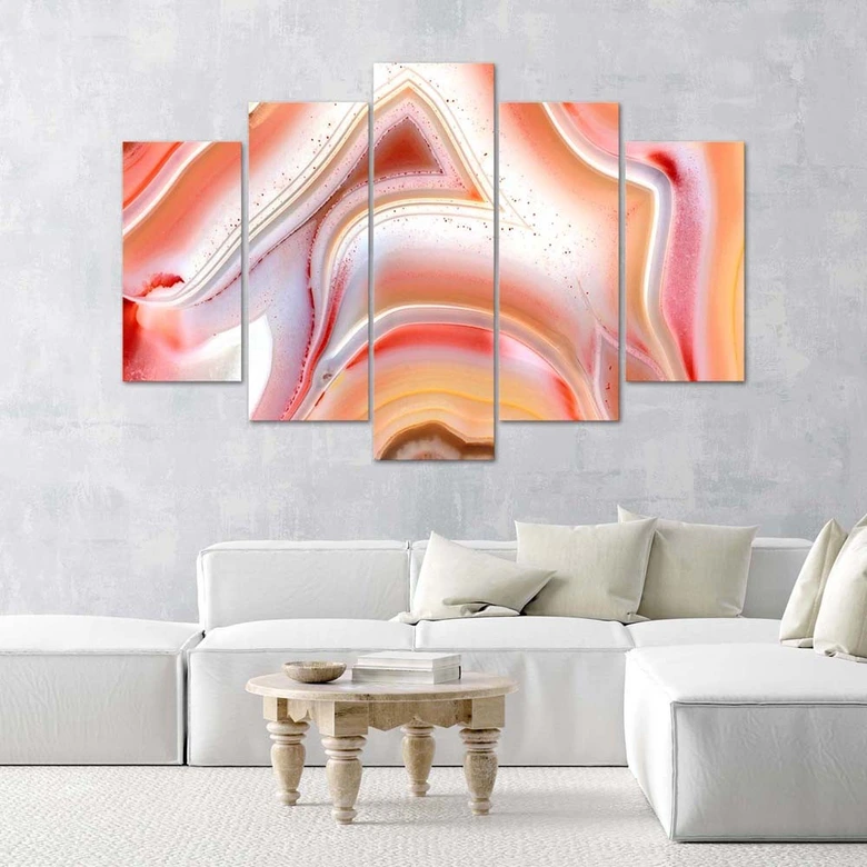 Leinwandbild 5 teilig, Pastell-Abstraktion 