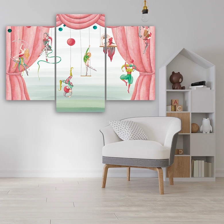 Leinwandbild 3 teilig, Zirkusakrobat 