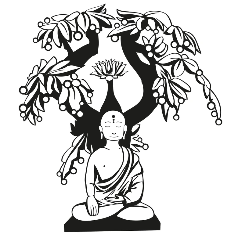 Wandtattoo Buddha mit Bodhibaum 