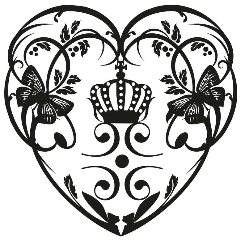 Sticker mural - Cœur et couronne 