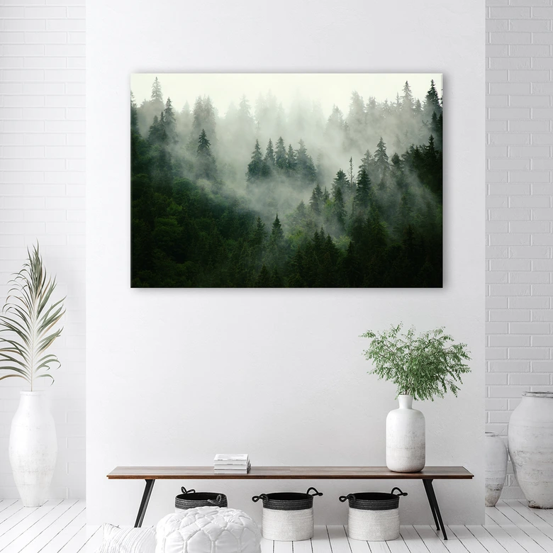 Leinwandbild, Wald im Nebel 