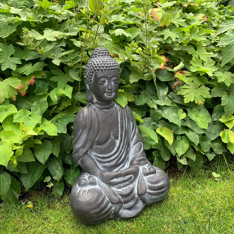 Tuindecoratie Nepalese Boeddha Kunststof Zwart 