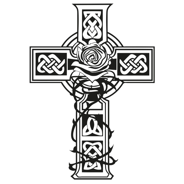Wandtattoo Keltisches Kreuz mit Rose 