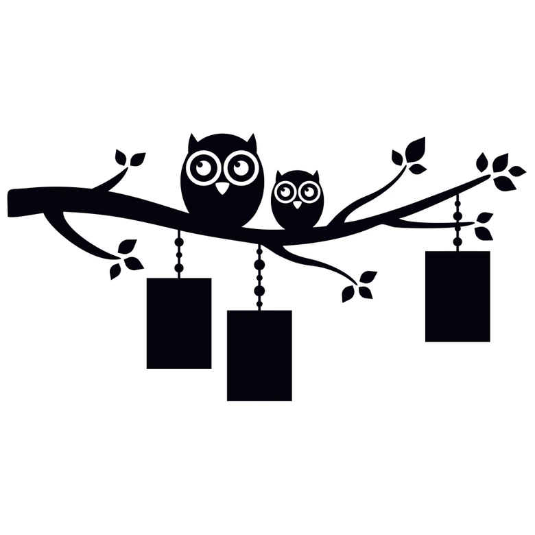 Wandtattoo Eulenzweig mit Platz für Fotos 