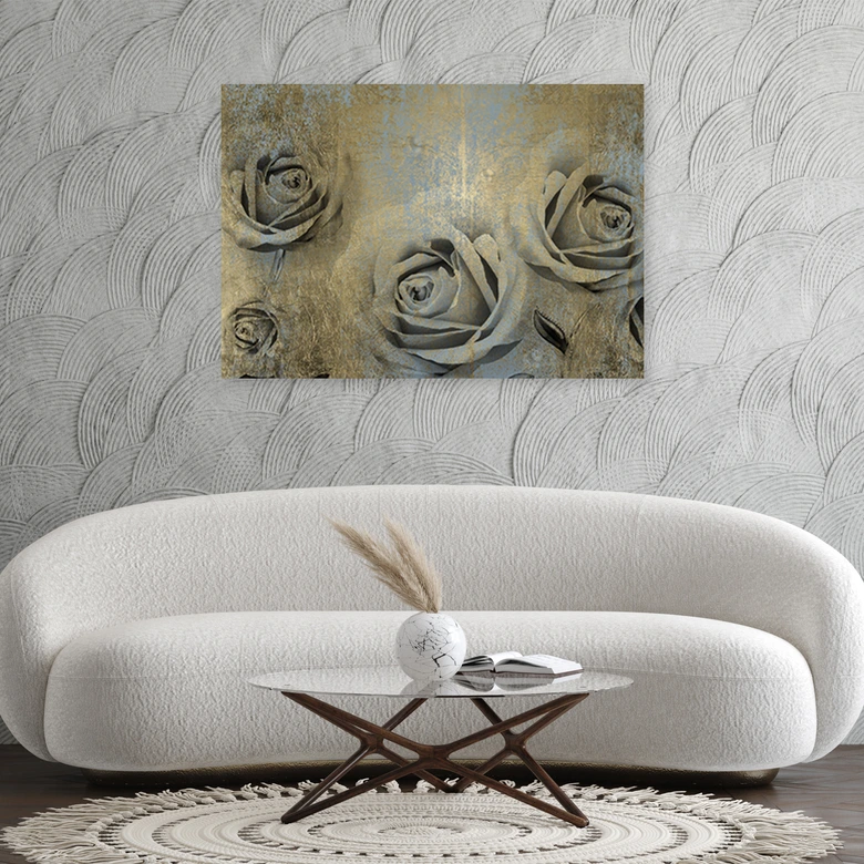 Leinwandbild, Goldene Rosen 