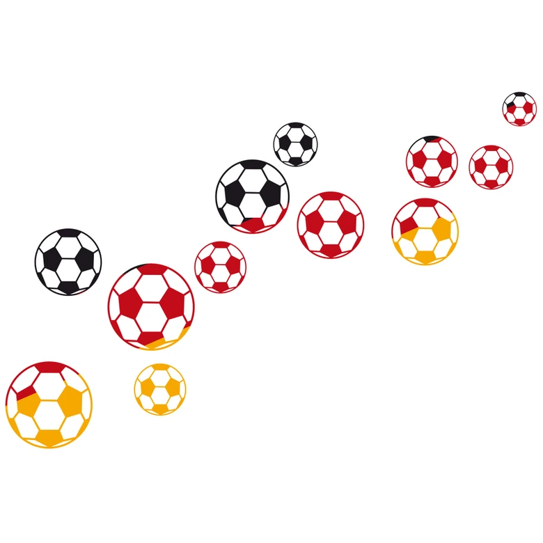 Wandtattoo Fußbälle schwarz rot gold 