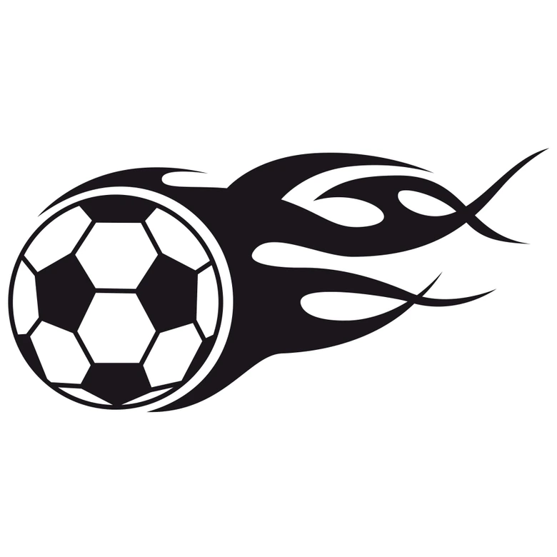 Wandtattoo Fußball mit Flammenschweif (einfarbig) 