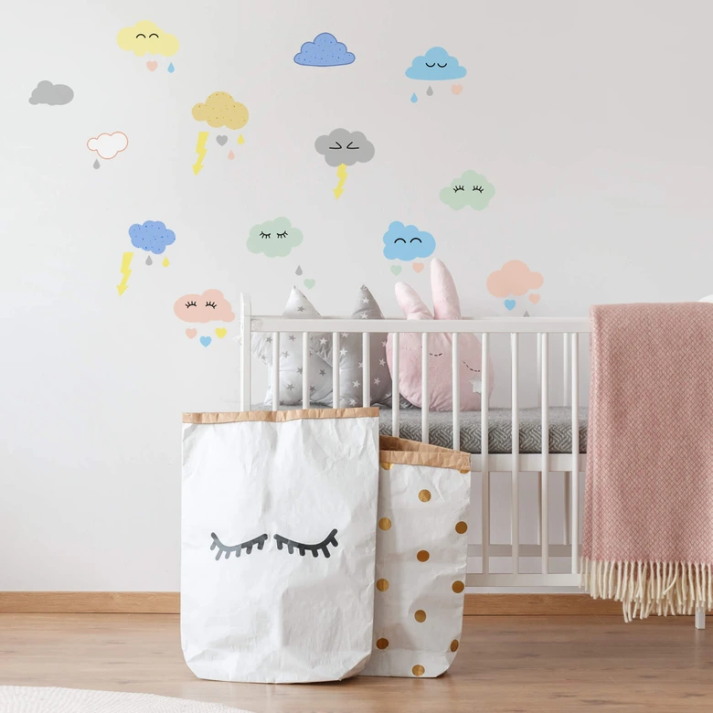 Muursticker set pastel wolken 