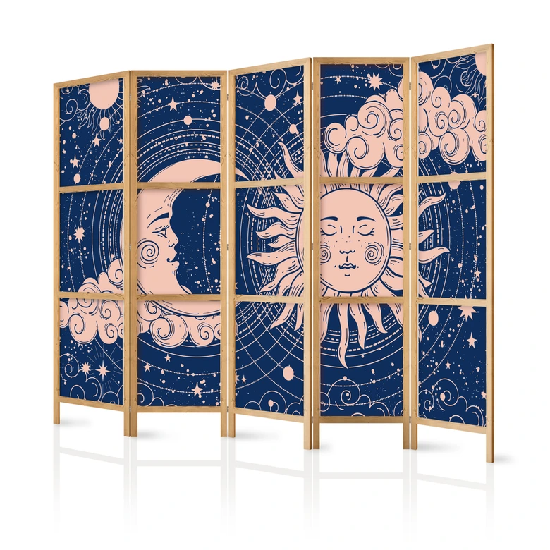 Japanischer Paravent, Raumteiler freistehend, Trennwand - Cosmic Harmony 