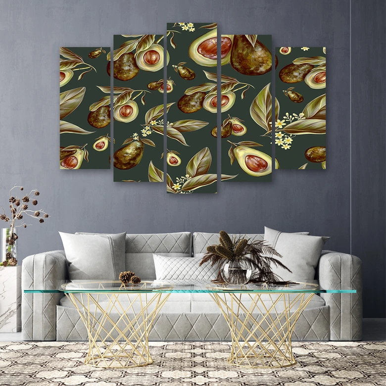 Leinwandbild 5 teilig, Avocado -Hälften 