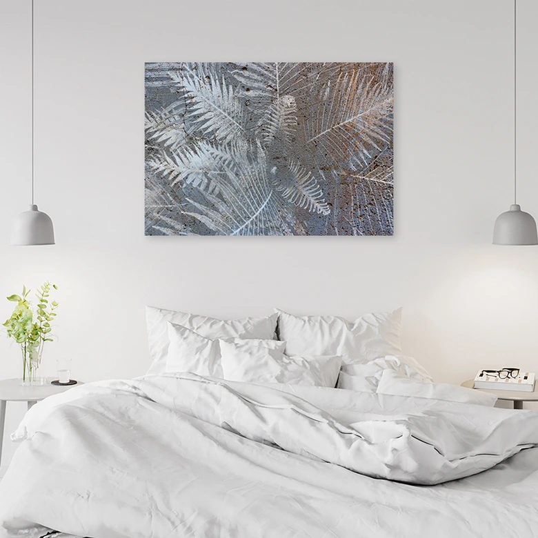 Canvas schilderij, varenbladeren planten 