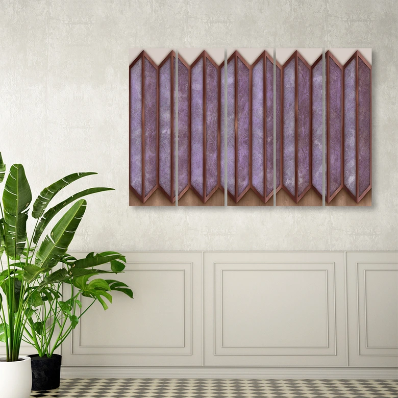 Leinwandbild 5 teilig, Buntes 3D -Fenster 
