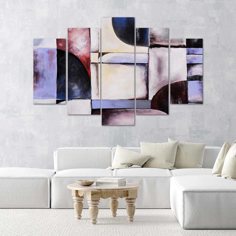 Leinwandbild 5 teilig, Violette Abstraktion 