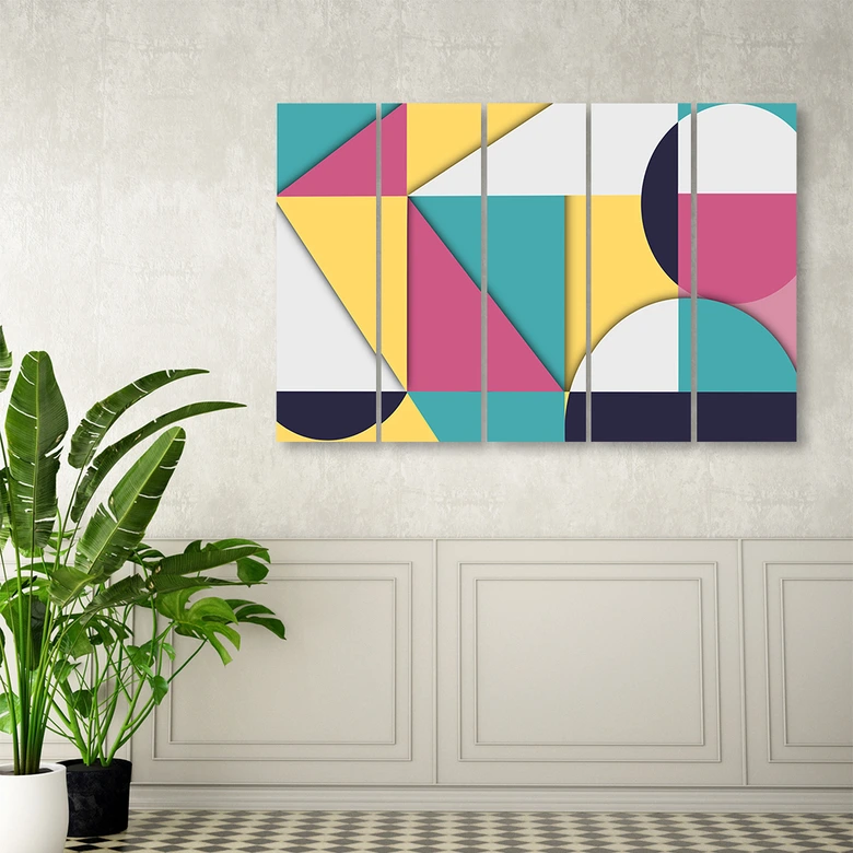 Leinwandbild 5 teilig, Geometrische Abstraktionsformen 