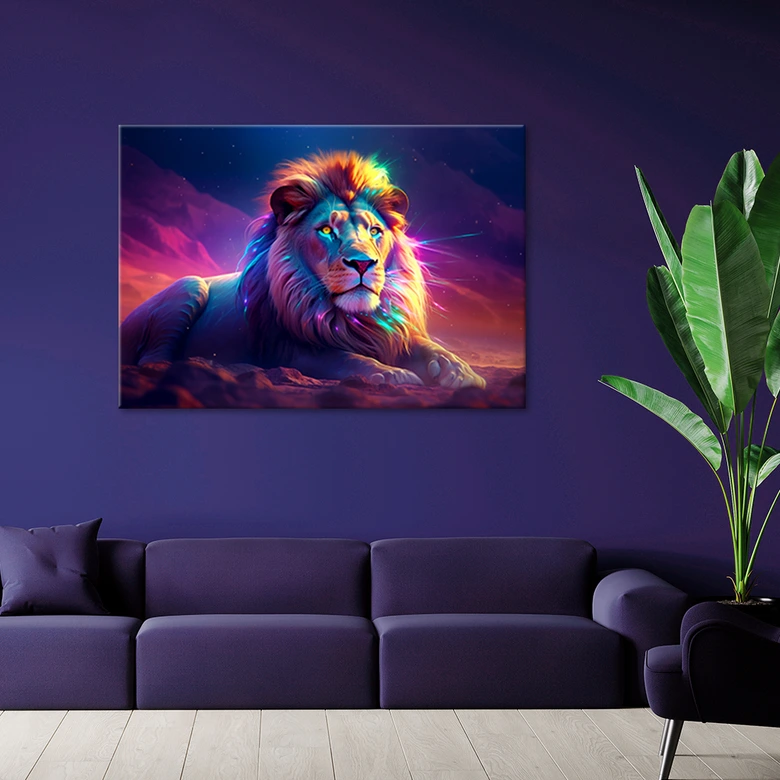 Leinwandbild, Neon Löwe Afrika 