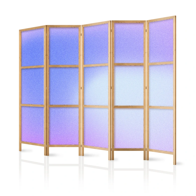 Japanischer Paravent, Raumteiler freistehend, Trennwand - Heather Mist: Various Shades of Violet 