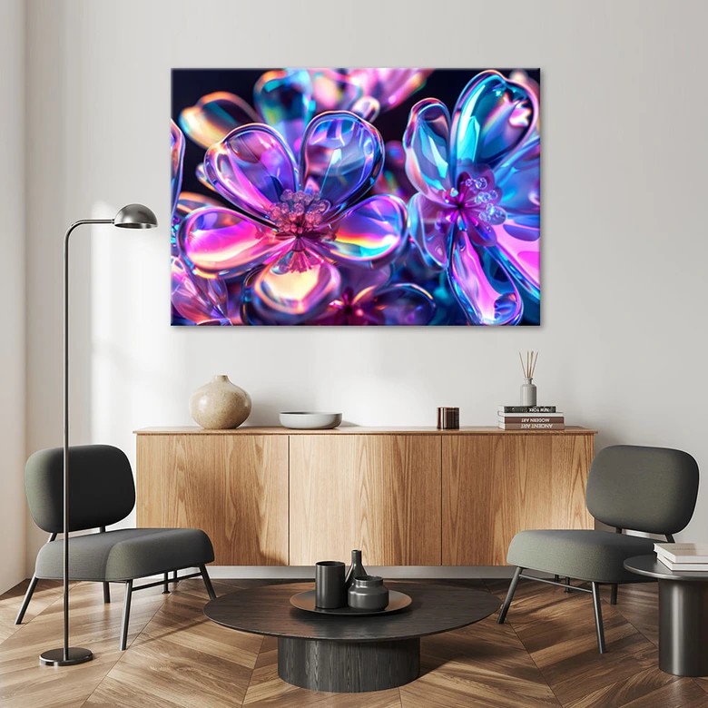 Leinwandbild, Glänzende Blumen - Strauß 