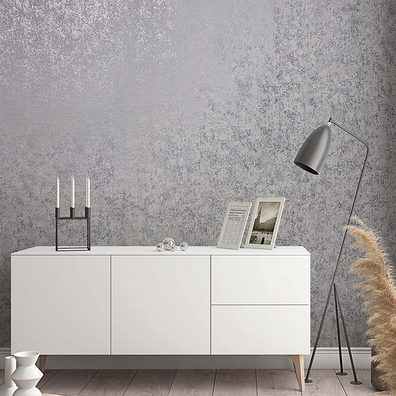Structuurbehang vliesbehang zilver, beige 