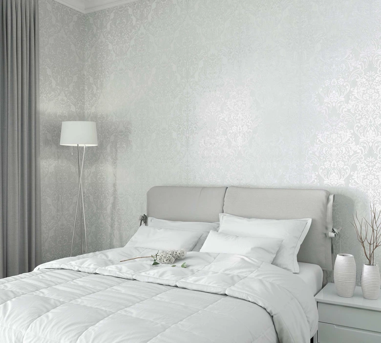 Vliestapete mit ornamentalem Damask-Motiv Grau Ornamental  