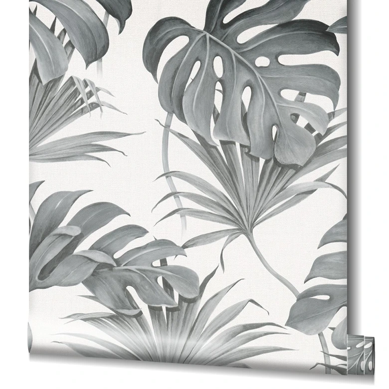 Papier peint intissé SCHÖNER-WOHNEN, papier peint fleuri blanc, gris 
