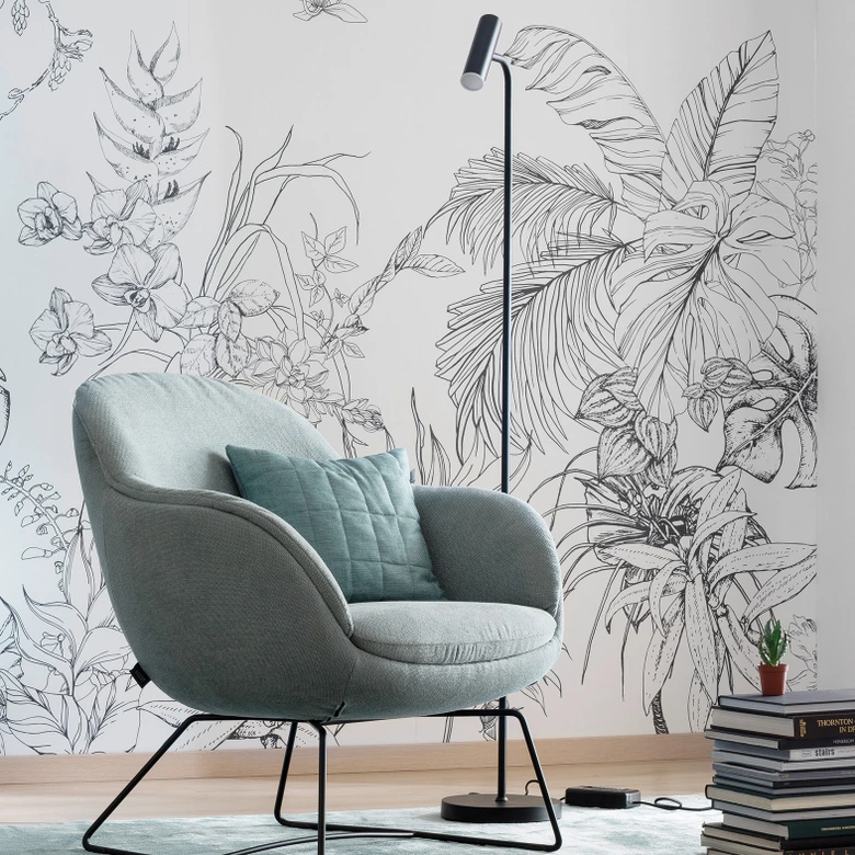 Papier peint floral noir Papier peint photo pour salon chambre 2.70 x 2.12 cm 