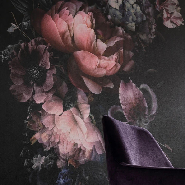 Papier peint fleurs noires Papier peint photo pour salon chambre 2,70 x 1,59 cm 