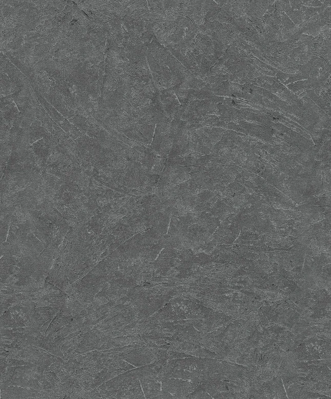 Papier peint intissé aspect essuyé anthracite, argent structuré 