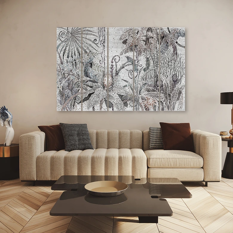 Leinwandbild 5 teilig, Mosaik -Dschungel 